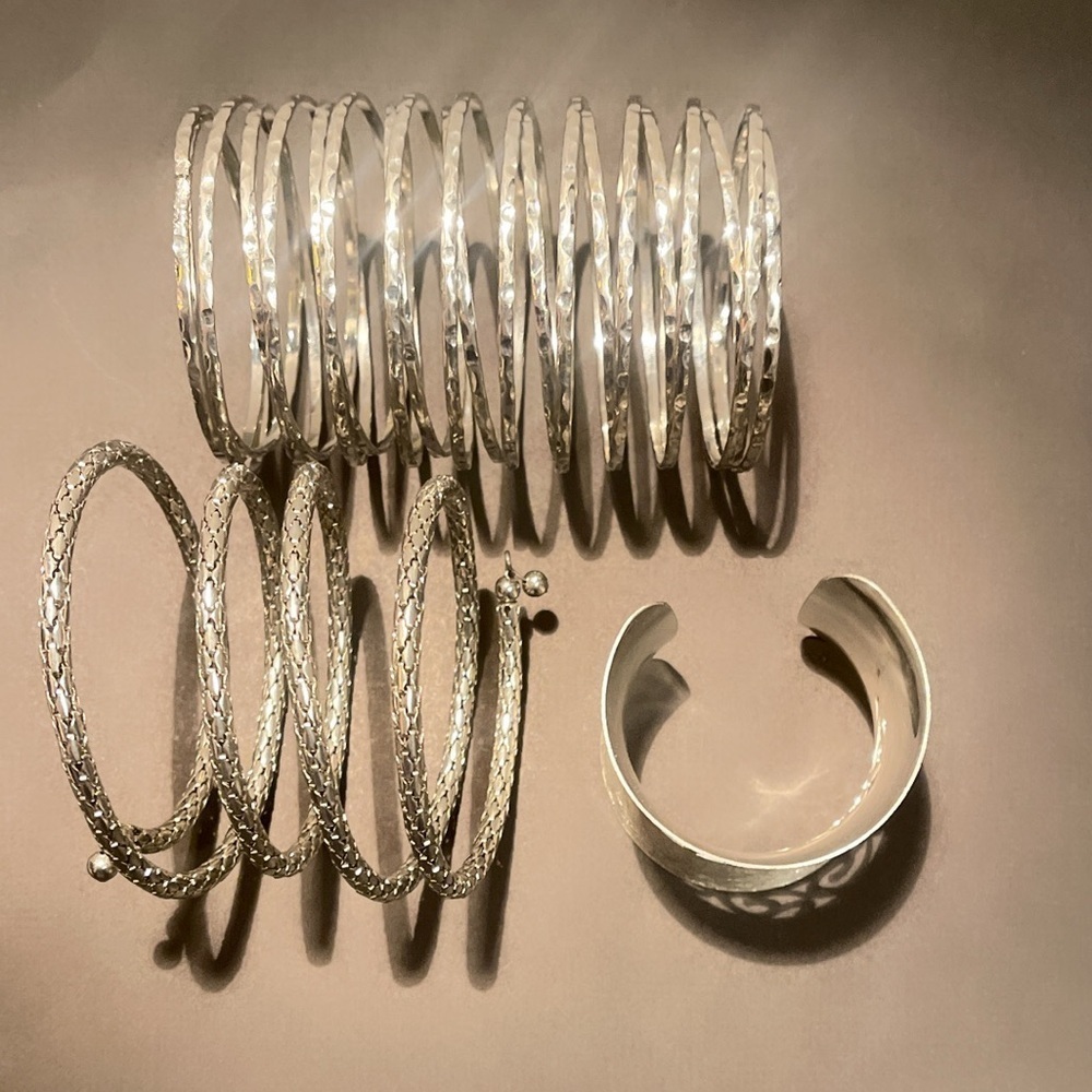 Lot 3 Fashion Statement Bohemian Trendy Stylish Silver Bracelets Collection OS